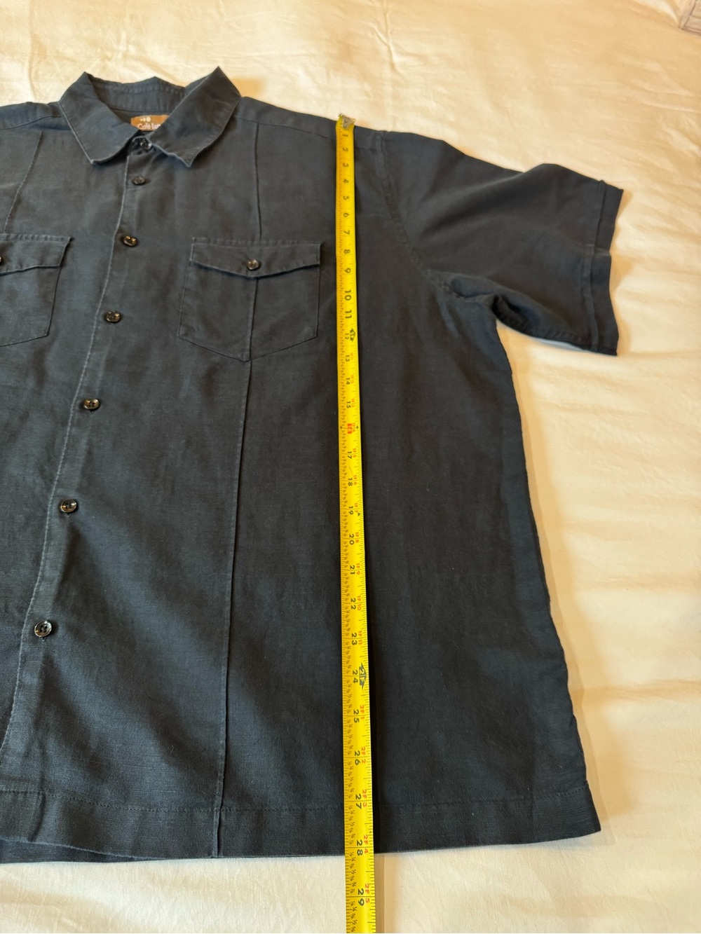 Linen Cotton Button Up Camp Shirt Relaxed Black 2XL Cafe Luna Casual Utility - Picture 10 of 10